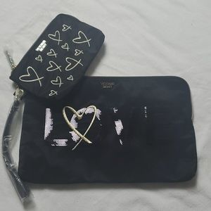 Nwt 2 black Victoria secret bags travel wristlet